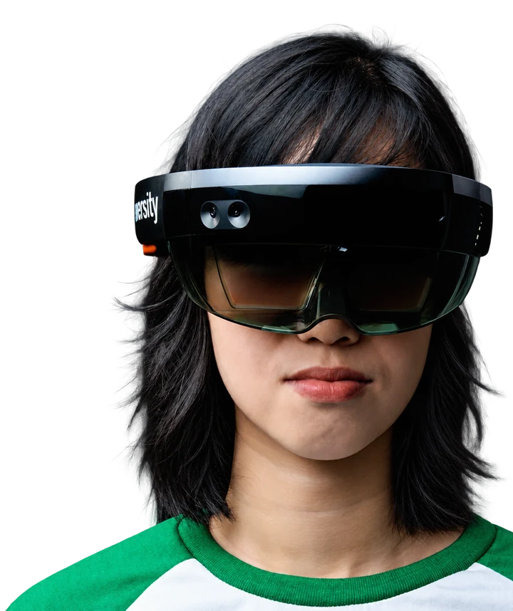PCI Tech Center learner wearing a mixed-reality headset